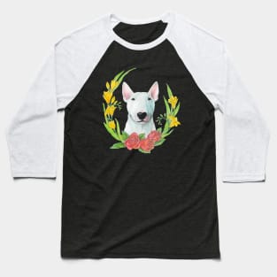 Bull terrier with flowers Baseball T-Shirt